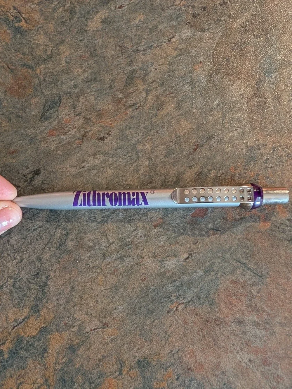 Vintage Zithromax Pen Made In Italy Pharma Merch Promo Drug Rep Purple Silver